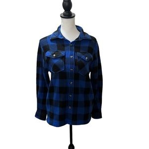 Telluride Clothing, Boy’s L/S Shirt, Royal blue/Black Check, Button Down, Size M